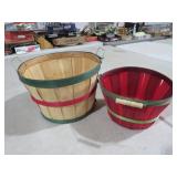 (2) RED & GREEN HANDLE  BANDED FRUIT BASKETS