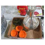 UNIQUE VASE, GLASS BOWL, MISC