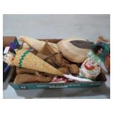 BURLAP ITEMS, WOVEN DUCK BASKET & MISC
