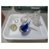 COLL. ART GLASS PIG&WHALE FIGURINES&BIRD TRINKET B