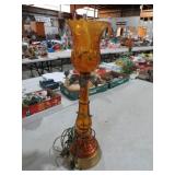 VTG AMBER GLASS CANDLESTICK STYLE LAMP