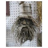 WOOD CARVED TRIBAL MASK W/ HAIR & BEARD
