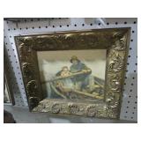GOLD ORNATE FRAMED SEA CAPTAIN & LITTLE GIRL
