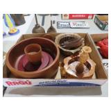 COLL. WOOD BOWLS, CANDLEHOLDERS & MISC