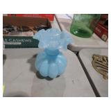 FENTON MID CENTURY BLUE MELON VASE