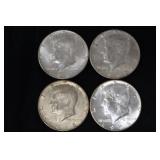 (4) 40% SILVER KENNEDY HALF DOLLARS