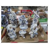 VICTORIAN BLUE & WHITE FIGURINE COLLECTION