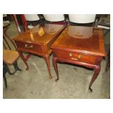 PAIR THOMASVILLE QUEEN ANNE LEG 1DWR SIDE TBLS