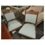 PAIR OF WALNUT CARVED VICTORIAN PARLOR CHAIRS