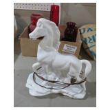 MID CENTURY WHITE HORSE TV LAMP