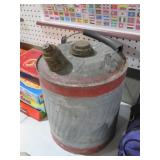 VINTAGE RED STRIP METAL GASOLINE CAN