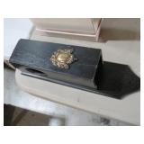 VINTAGE BLACK WOOD MATCH HOLDER