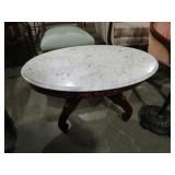 KIMBALL FURN. OVAL MARBLE TOP PARLOR CENTER TBL