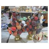 PAIR GOLD BASE FRUIT TOPAIRIES