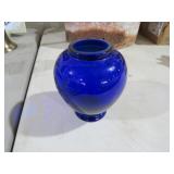 FENTON COBALT BLUE ETCHED BUTTERFLY VASE
