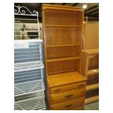 OAK FINISH 2 PC 3DWR CHEST & HUTCH /BOOKCASE