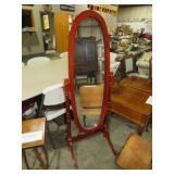 CHERRY FINISH DRESSING MIRROR ON STAND