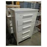 PAINTED WHITE SOLID WOOD 5 DWR CHEST