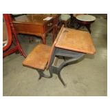 ANTIQUE WOOD & METAL CHILDS SCHOOL DESK