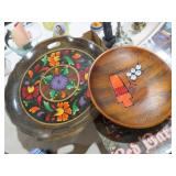 HANDPAINTED WOOD SERVING TRAY & BOWL