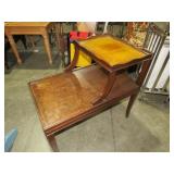 VTG TIERED WOOD & LEATHER TOP SIDE TBL