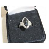 SS  BLACK ONYX LADIES RING SZ 6