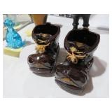MID CENTURY CERAMIC BOOT ASHTRAYS