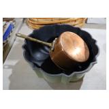 BUNDT CAKE MOLD & COPPER W/ BRASS HANDLE SAUCEPAN