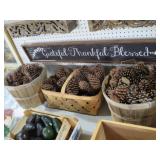 OLD MARKET BASKETS FILLED WITH PINE CONES