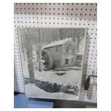 FRAMED SNOW AT NORRIS GRIST MILL SCENE