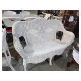 WHITE WICKER LOVESEAT