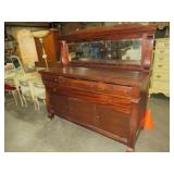 ANTIQUE BURL FINISH 4DWR/3DR BUFFET W/ MIRROR