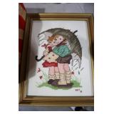 BOY & GIRL IN RAIN CROSS STITCH