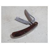 WOOD HANDLE 2 BLADE POCKET KNIFE