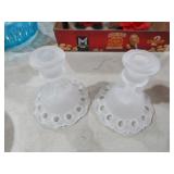 WESTMORELAND SATIN LACE GLASS CANDLEHOLDERS