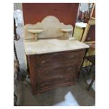 EARLY MARBLE TOP 3 DWR WASHSTAND
