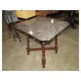 PINK & GRAY MARBLE SLAB PARLOR/BIBLE TABLE