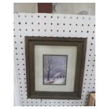 BARNWOOD FRAMED WINTER BARN SCENE