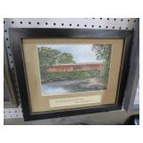 FRAMED COVERED BRIDGE RELIGIOUS PRINT