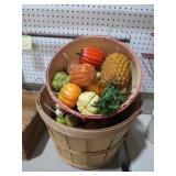 VINTAGE BUSHEL -PECK-GALLON BASKETS & FRUIT