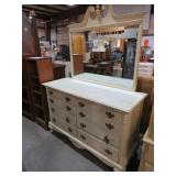 PAINTED SOLID WOOD 8 DWR DRESSER W/ MIRROR