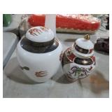 PAIR CERAMIC ASIAN GINGER JARS W/LIDS