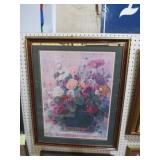 FRAMED STILL LIFE FLOWER PRINT -ARTIST SIGNED