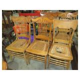 (5) OAK WOVEN CANE SEAT CHAIRS