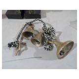 VINTAGE BRASS BELLS ON BRAIDED ROPE