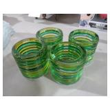 4 PC. HAND BLOWN ARTGLASS RIBBED CANDELHOLDERS