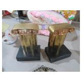 MID CENTURY BRASS ROMAN PILLAR COLUMNS BOOK ENDS