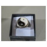 LADIES STERLING SILVER 925 YING & YANG RING SZ 10
