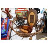 CAST IRON TRIVET, WALL PLAQUE, WOVEN DUCK, MISC