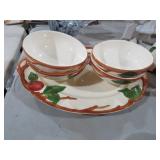FRANCISCAN EARTHENWARE APPLE  BOWLS & PLATTER